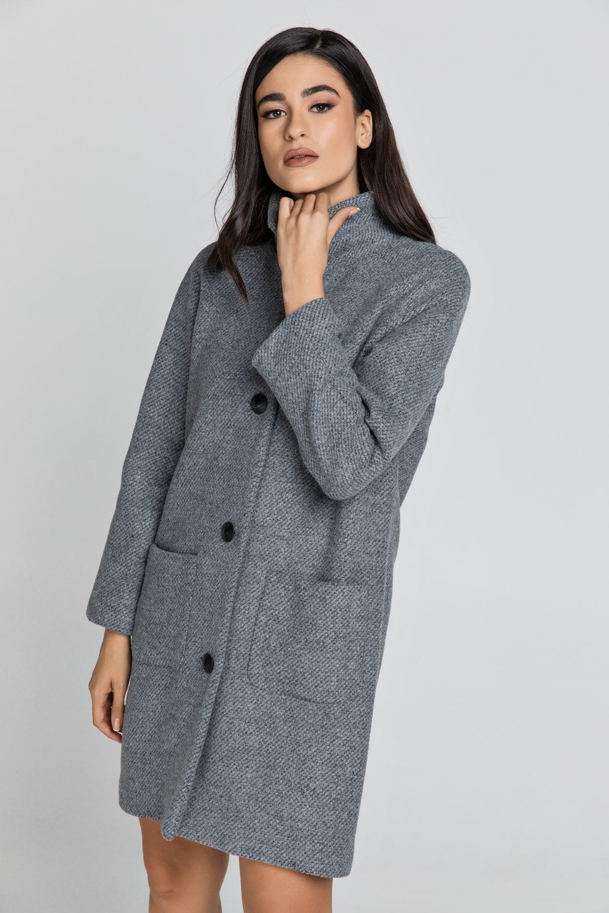 Wool Blend Grey Coat by Conquista Fashion
