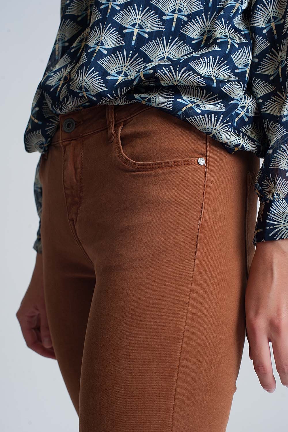 High Waisted Super Skinny Pants in Camel