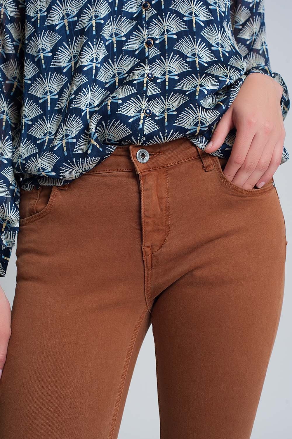 High Waisted Super Skinny Pants in Camel