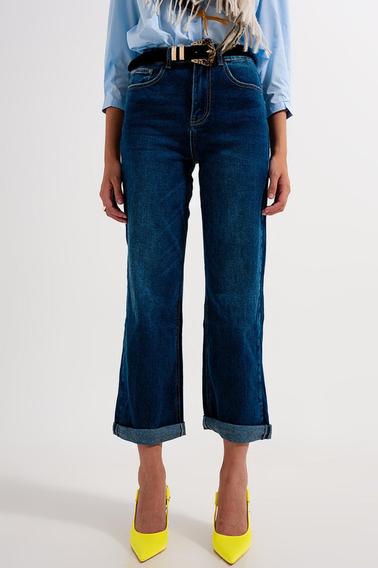 90s Flare Leg Jeans in Mid Wash Blue