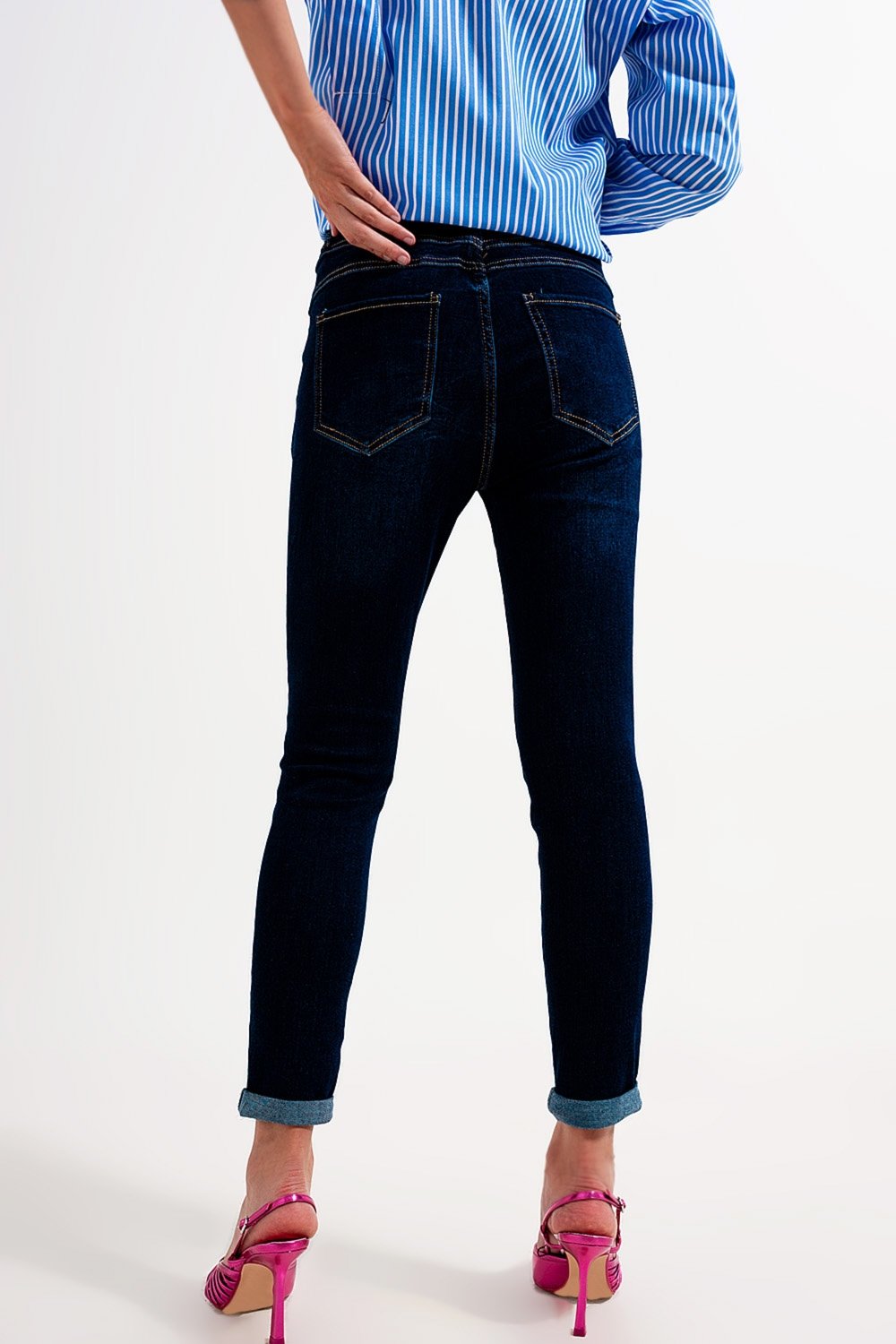 Skinny Fit Jeans Dark Blue Wash
