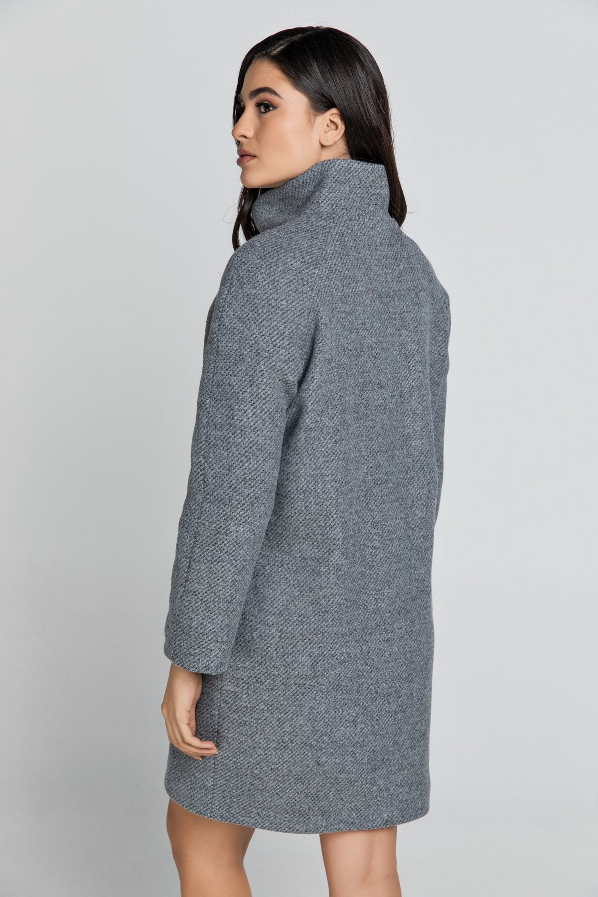 Wool Blend Grey Coat by Conquista Fashion